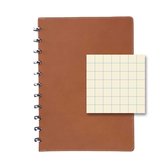 Cahier Atoma PUR format A4 damier 5 mm cuir naturel 144 pages