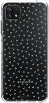Casetastic Samsung Galaxy A22 (2021) 5G Hoesje - Softcover Hoesje met Design - Green Hearts Transparant Print