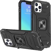 ShieldCase geschikt voor Apple iPhone 13 Pro TPU hardcase met ring - zwart - Backcover case met standaard - Met ring - Hardcase shockproof hoesje