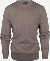 Steppin' Out Herfst/Winter 2021 Trui Cotton Cashmere Vneck Mannen - Regular Fit - Katoen - Bruin (S)