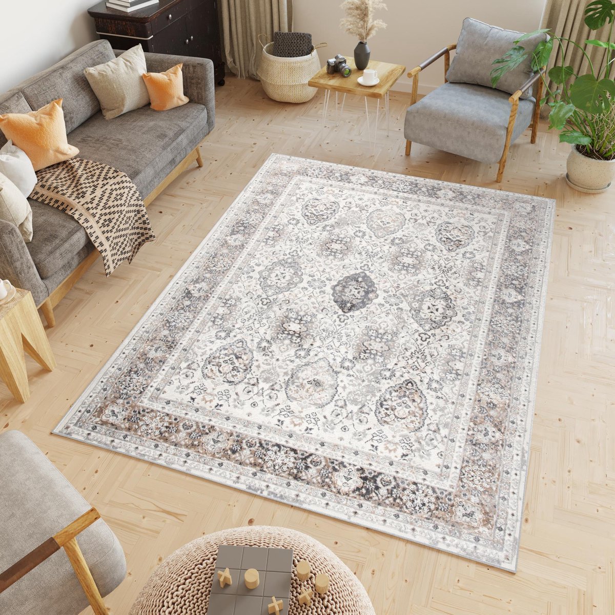 Tapiso Valley Vloerkleed Vintage Tapijten Woonkamer Laagpolig Maat- 80x150