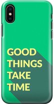 Apple iPhone X/10/XS Telefoonhoesje - Extra Stevig Hoesje - 2 lagen bescherming - Met Quote - Good Things - Groen