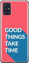 Samsung Galaxy A51 Telefoonhoesje - Transparant Siliconenhoesje - Flexibel - Met Quote - Good Things - Rood