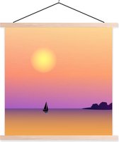Porte-affiche avec affiche - Affiche scolaire - Voilier - Mer - Nuit - Pastel - 60x60 cm - Lattes transparentes