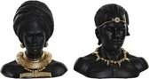 Decoratieve figuren DKD Home Decor Hars Afrikaanse (2 pcs) (29 x 19 x 33 cm)