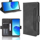 Voor OPPO Reno6 Z Skin Feel Kalf Patroon Horizontale Flip Lederen Case met Houder & Kaartsleuven & Fotolijst (Zwart)