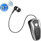 Q7 Lavalier Bluetooth Oortelefoon Sport Draadloze Stereo Telescopische Kabel Voice Reporting Oortelefoon (Zwart Zilver)