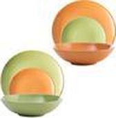 Set 36 stuks Groene en oranje gecombineerde kleuren servies, in servies - 36-kamer servies voor 12 services effen gerecht, diepe plaat en dessertplaat