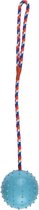 Flamingo Rubber Classic Bal + Bell Met Touw Blauw - 7Cm