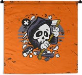 Wandkleed - Wanddoek - Vintage - Skelet - Skateboard - 180x180 cm - Wandtapijt