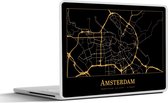 Laptop sticker - 12.3 inch - Kaart - Amsterdam - Goud - Zwart - 30x22cm - Laptopstickers - Laptop skin - Cover