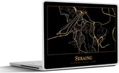 Laptop sticker - 13.3 inch - Kaart - Seraing - Goud - Zwart - 31x22,5cm - Laptopstickers - Laptop skin - Cover