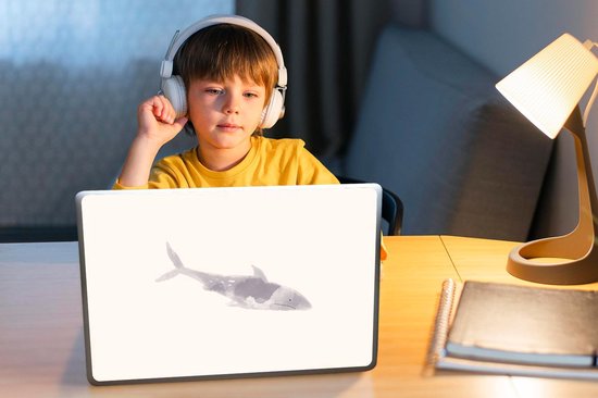 Sticker pour ordinateur portable - 14 pouces - Poisson - Mer - Aquarelle - 32x5x23x5cm - Autocollants pour ordinateur portable - Skin pour ordinateur portable - Housse