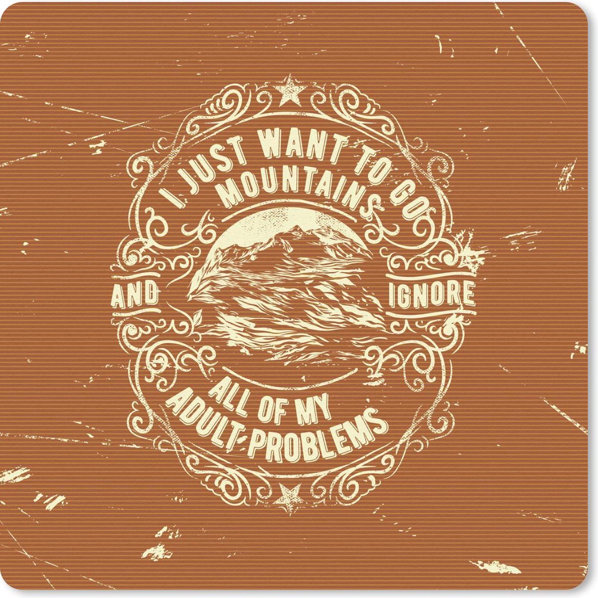 Muismat 20x20 cm - Mousepad Vintage - Berg - Tekst - Muismatten