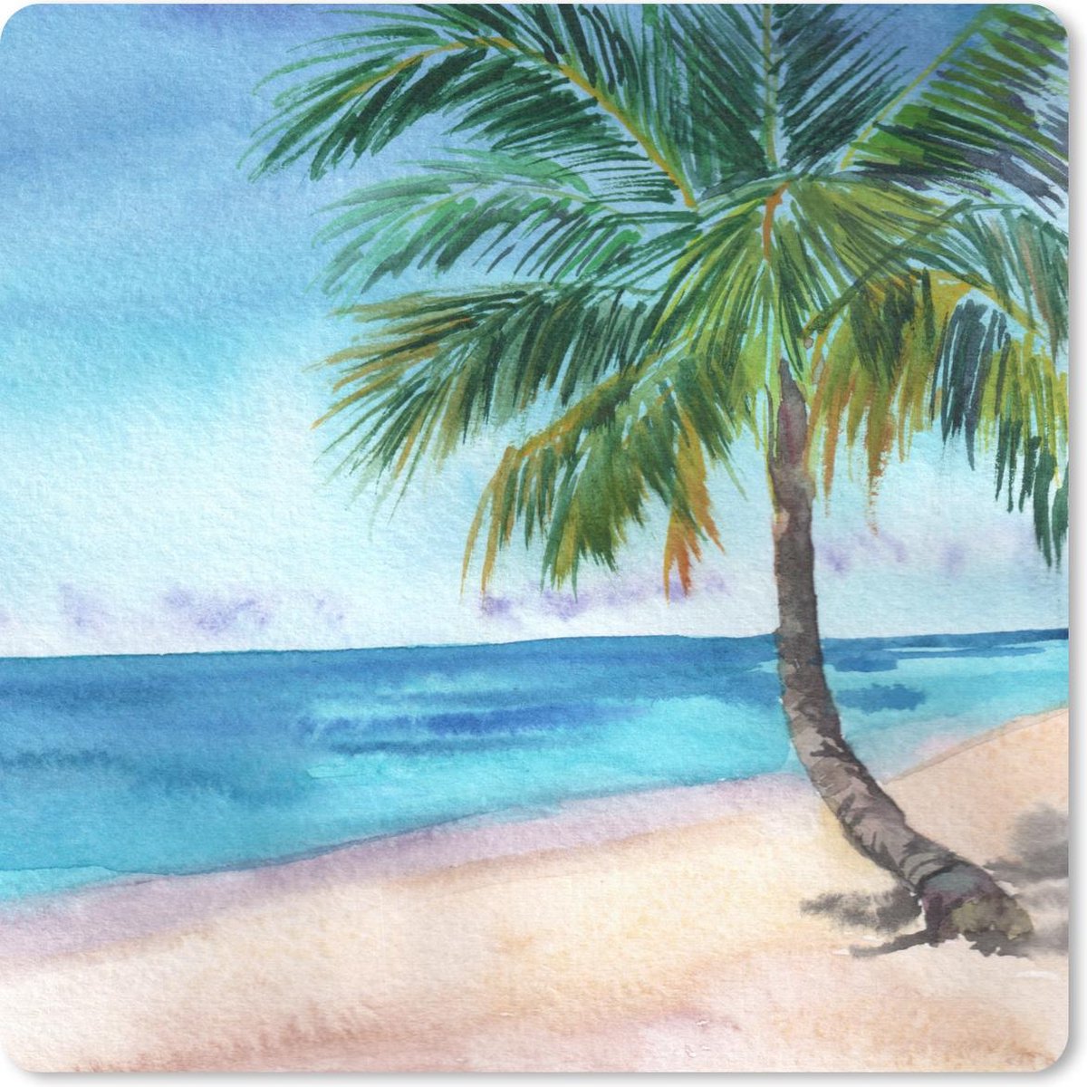 Muismat 20x20 cm - Mousepad Zee - Palmboom - Strand - Muismatten