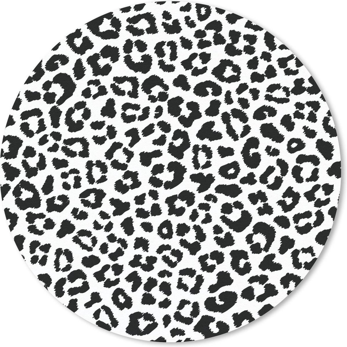 Muismat rond 20x20 cm - Mousepad Panterprint - Zwart - Wit - Ronde muismatten