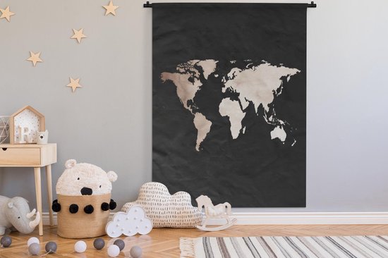 Tapisserie - Tapisserie - Wereldkaart - Aquarelle - Zwart - 180x180 cm - Tapisserie
