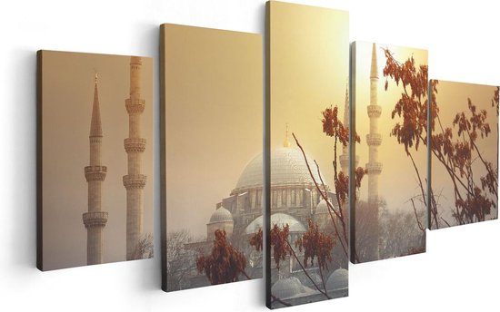 Artaza Canvas Schilderij Vijfluik Suleymaniye Moskee In Istanbul - 100x50 - Foto Op Canvas - Canvas Print