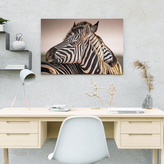 Artaza Toile Peinture Deux Zèbres Enlacés - 60x40 - Photo Sur Toile - Impression Sur Toile