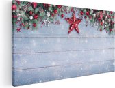 Artaza Canvas Schilderij Kerst Achtergrond Met Sneeuw Op Tafel - 100x50 - Groot - Foto Op Canvas - Canvas Print