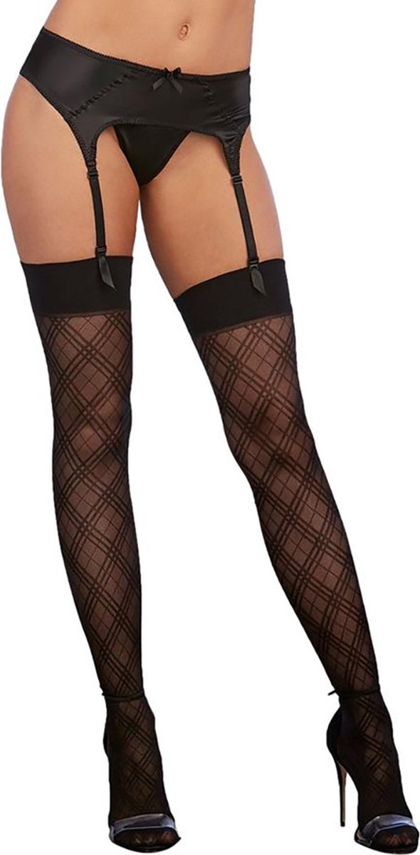 Sheer Plaid Thigh High Diamond