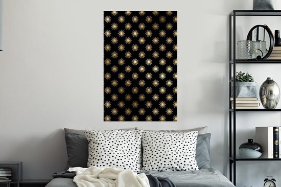 Muurstickers - Sticker Folie - Patronen - Sterren - Goud - 60x90 cm - Plakfolie - Muurstickers Kinderkamer - Zelfklevend Behang - Zelfklevend behangpapier - Stickerfolie