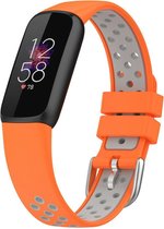 Siliconen Smartwatch bandje - Geschikt voor Fitbit Luxe sport band - oranje/grijs - Strap-it Horlogeband / Polsband / Armband