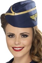 4x stuks stewardessen verkleed hoedje blauw - Carnavalskleding accessoires