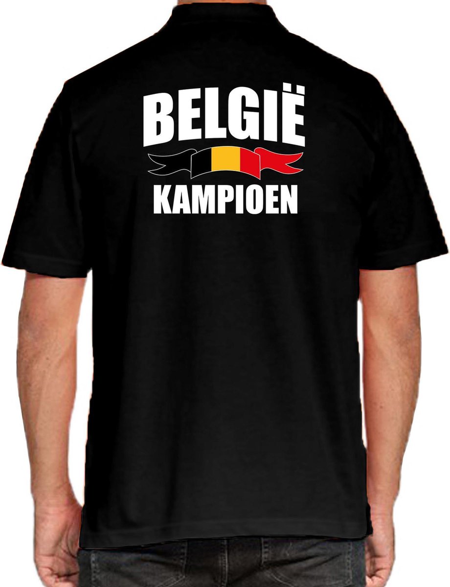 Afbeelding van product Bellatio Decorations  Belgie kampioen supporter poloshirt zwart voor heren - EK/ WK poloshirt / outfit XL  - maat XL