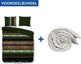 Luxe Dekbedovertrek Tweepersoons - 200x200/220cm - Inclusief 2 Kussenslopen - 100% Zacht Microvezel - New York Blauw + Wasbaar Microfiber Dekbed - 200x200cm - Wit