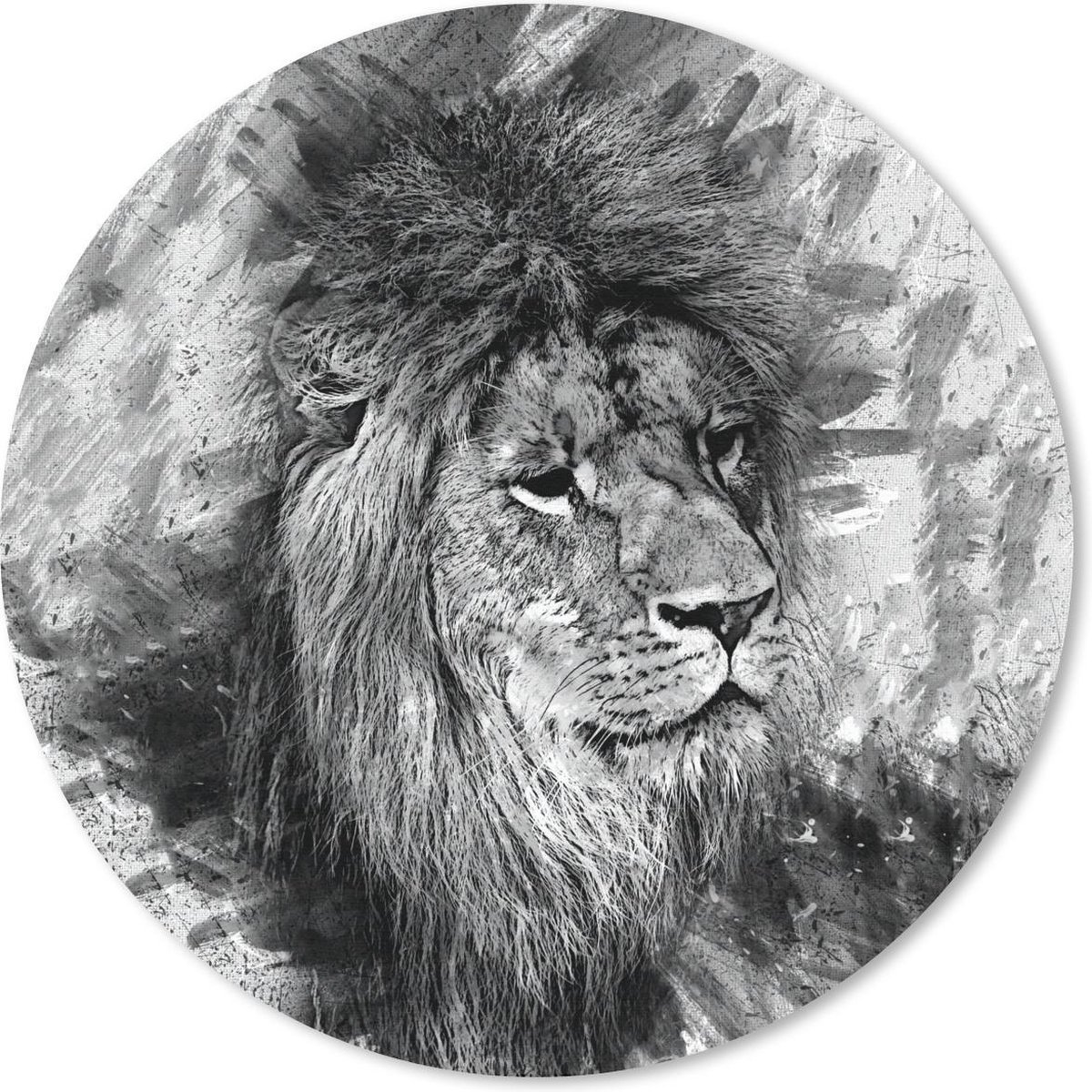 Muismat rond 40x40 cm - Mousepad Leeuw - Patronen - Zwart - Wit - Ronde muismatten