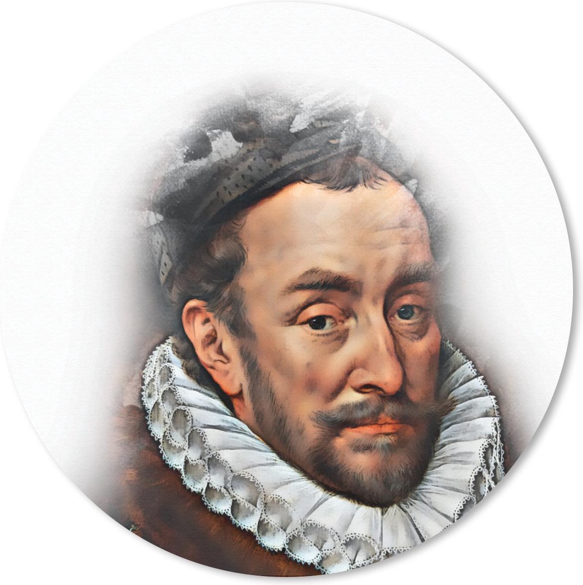 Muismat rond 50x50 cm - Mousepad Willem van Oranje - Kunst - Wit - Ronde muismatten