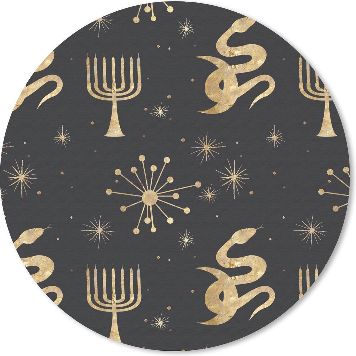 Muismat rond 40x40 cm - Mousepad Patronen - Maan - Goud - Ronde muismatten