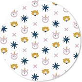 Muismat - Mousepad - Rond - Dieren - Patroon - Vormen - 50x50 cm - Ronde muismat