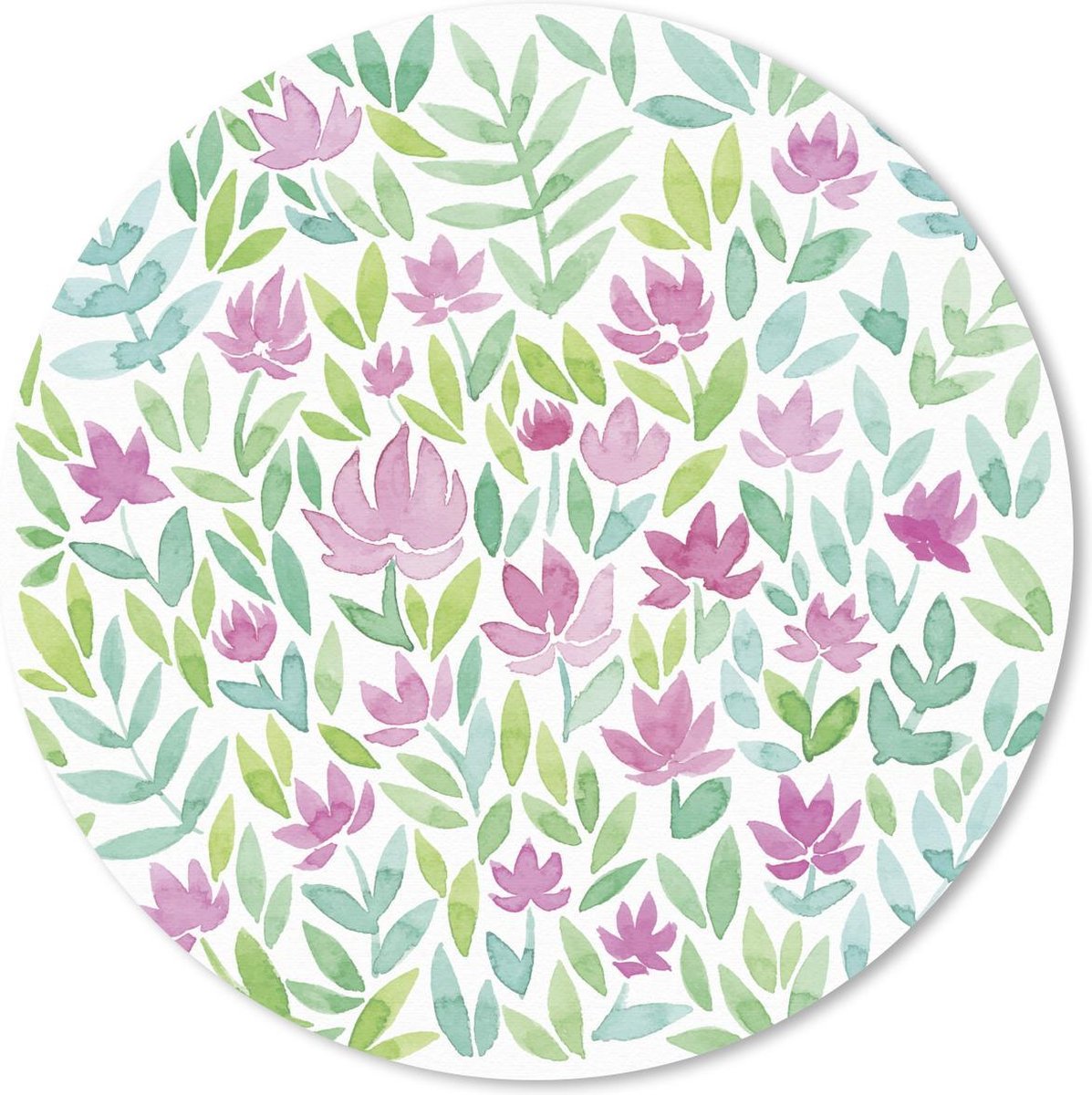 Muismat rond 40x40 cm - Mousepad Een bloemdessin van aquarel - Ronde muismatten