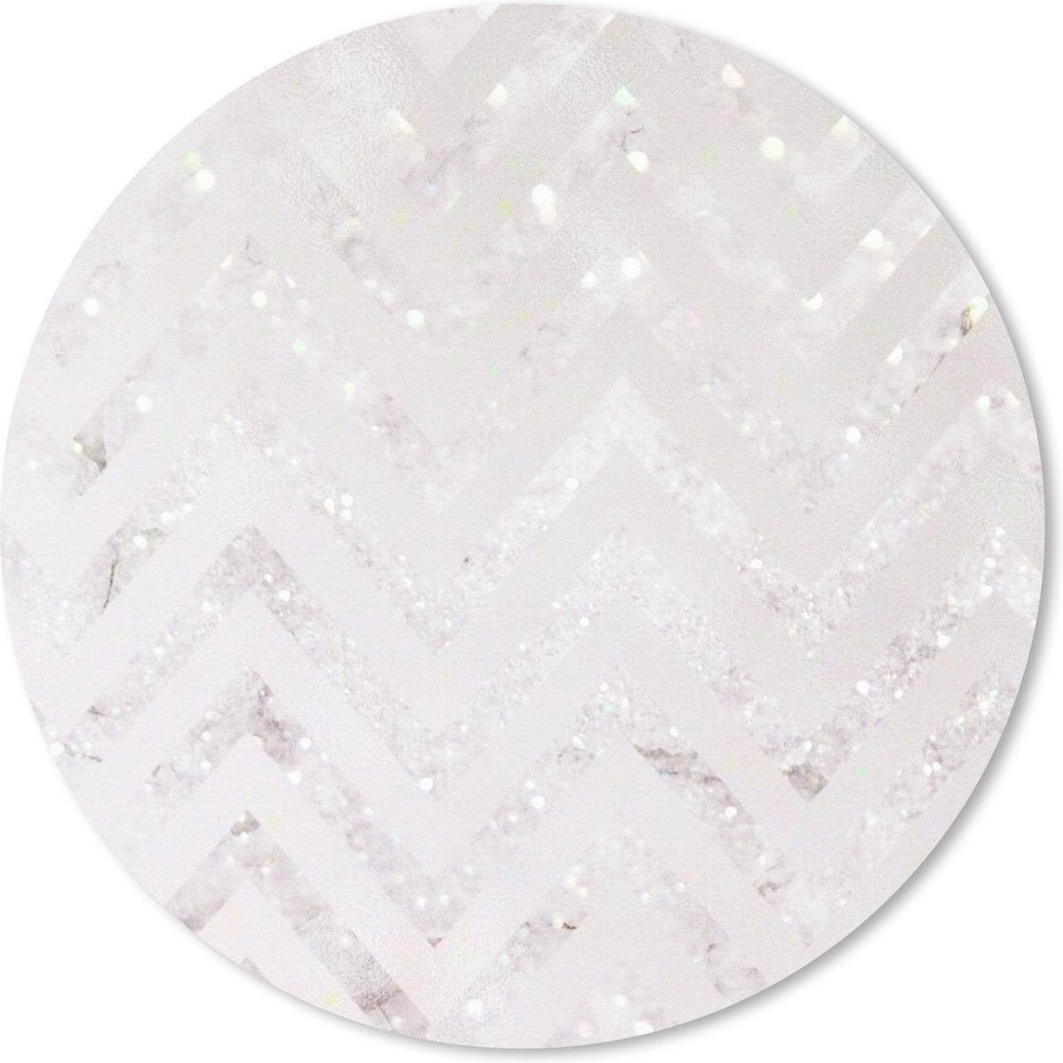 Muismat rond 50x50 cm - Mousepad Marmer - Wit - Glitter - Ronde muismatten