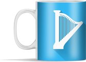 Mok - Illustraties van harpen voor een blauwe en groene achtergrond - 350 ml - Beker
