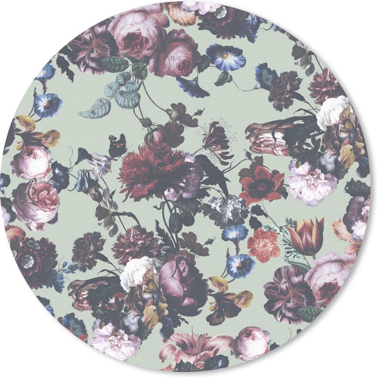 Muismat rond 50x50 cm - Mousepad Bloemen - Rozen - Groen - Ronde muismatten