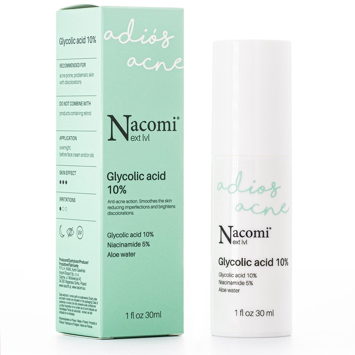 Bol.com Nacomi Glycolic Acid Glycolzuur Peeling Serum 10% 30ml. aanbieding