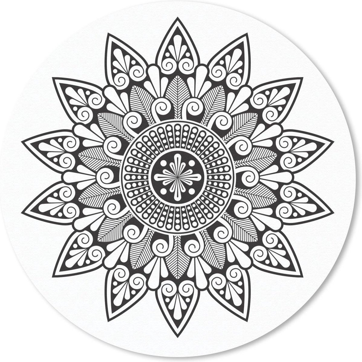 Muismat rond 50x50 cm - Mousepad Mandala bloemvorm - Ronde muismatten