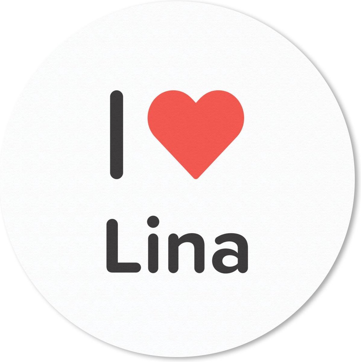 Muismat rond 40x40 cm - Mousepad I love - Lina - Meisje - Ronde muismatten