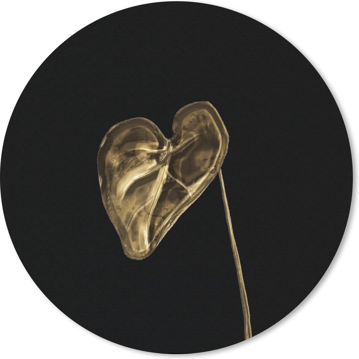 Muismat rond 40x40 cm - Mousepad Hart - Blad - Goud - Ronde muismatten