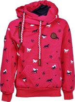 Kindertrui fuchsia paarden en hoefijzers | Maat 140/ 10Y