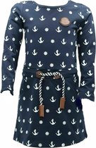 Meisjes jurk Marine met ankers/stuur lange mouwen | Maat 140/ 10Y