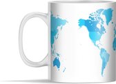 Mok - Wereldkaart - Blauw - Simpel - 350 ml - Beker