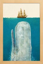 JUNIQE - Poster in houten lijst Walvis kinder-illustratie -30x45