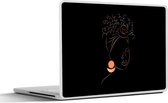 Laptop sticker - 15.6 inch - Vrouw - Goud - Zwart - Line art
