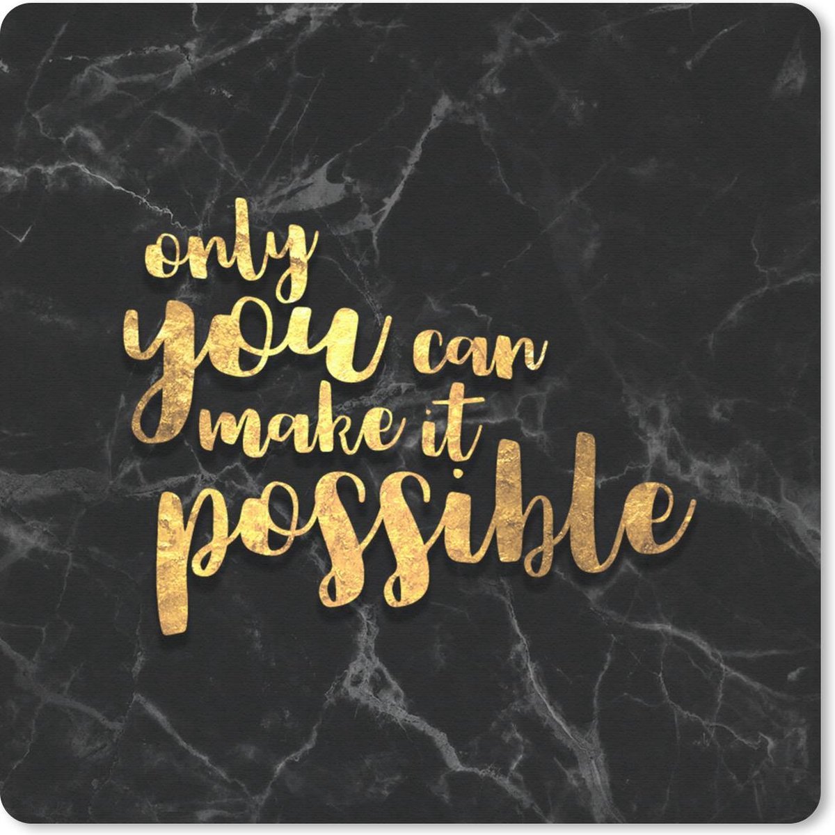 Muismat 20x20 cm - Mousepad Quote - Motivatie - Marmer print - Goud - Muismatten