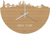 Skyline Klok New York Bamboe hout - Ø 40 cm - Woondecoratie - Wand decoratie woonkamer - WoodWideCities