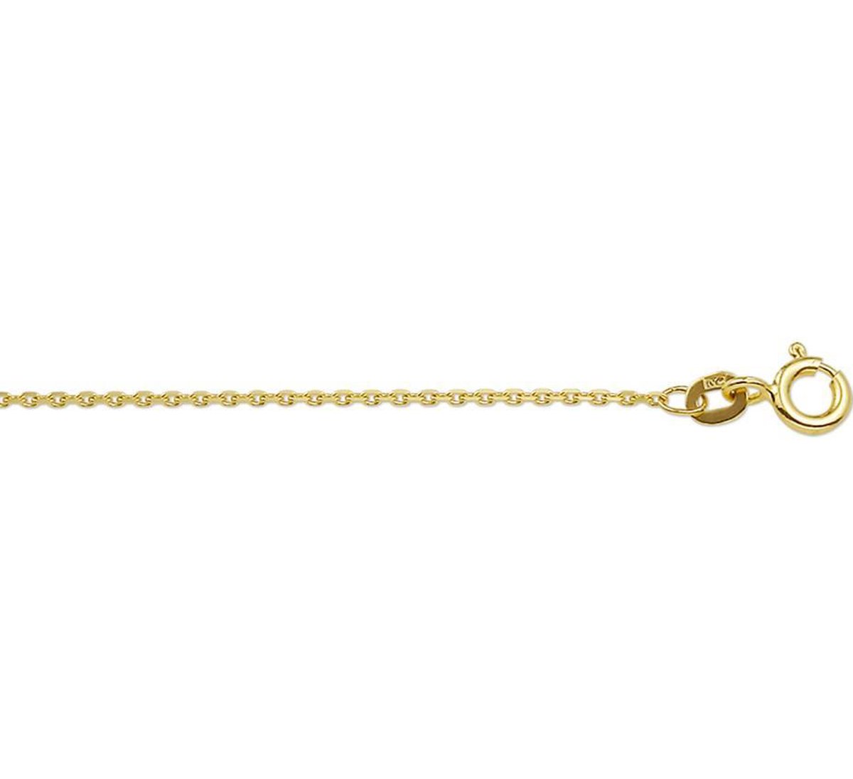 YO&NO - Ketting - Goud - Anker gediamanteerd - 1,1 mm - 38 cm - 585 goud